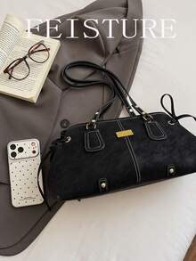 1pc FEISTURE Fashion Lace-Up One Shoulder Underarm Bag, Large Capacity Women's Commuter Bag, With Rope Knot Pendant, Suitable For Daily Outings, Dates, Commuting - Black - View 5