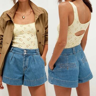 Quần jean denim trơn màu, kiểu dáng thường ngày, có khóa đôi Y122