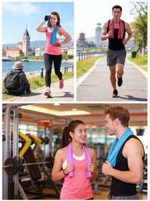 1 pieza Toalla deportiva transpirable y de secado rápido, material de microfibra súper suave y refrescante. Adecuada para correr, fitness, yoga, viajes y actividades al aire libre, se mantiene fresca todo el día. Diseño retro de lunares. - Multicolor - Ver 4