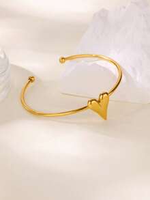 1件装 MAMA 字母心形开口手镯，18K金/铂金不锈钢可调节开口手镯，母亲节时尚饰品礼物 - Mama - 查看 11