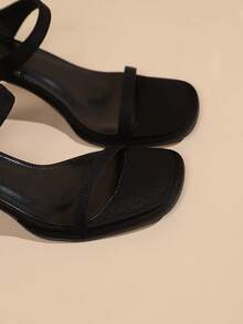 hanxiangyuzu Giày sandal cao gót quai mảnh màu đen gợi cảm mới dành cho nữ, phù hợp với trang phục mùa xuân hè. - màu đen - Xem 9