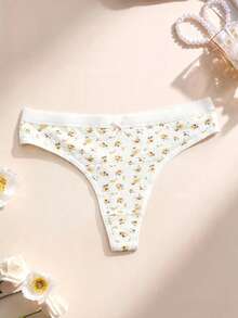 Quần lót dây cotton in họa tiết dành cho nữ, mềm mại và thoáng khí với thiết kế cạp chun co giãn, thoải mái và ôm sát. Họa tiết hoa thời trang, phù hợp cho mặc hàng ngày, tối giản và tiện dụng, một món đồ không thể thiếu trong tủ quần áo của bạn. - Nhiều màu - Xem 1