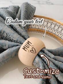 4pcs Customized Personalized Wooden Napkin Rings, Engravable Wooden Rustic Vintage Style Napkin Ring Holders, Round Napkin Rings Wholesale, Suitable For Christmas, Thanksgiving, Wedding, Party Decoration, Elegant Christmas Party Decor, Wooden Material, Suitable For Birthday, Holiday And Special Occasions, Christmas Napkin Rings - Multicolor - View 1