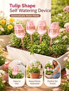 6pcs/3pcs/1pc-Tulip Flower Watering Device, Narrow Outlet Design, Extended Drip Time, Convenient Automatic Flower Watering Tool, Automatic Watering Plant Bulbs, Perfect Gift For Gardening Enthusiasts, Suitable For Vacation Plant Care, Water-Saving Device, Daily Use Plant Watering Ball - Multicolor - View 6