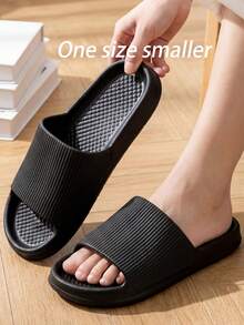 New High-Quality Lightweight & Comfortable Couple's Thick-Soled Casual Outdoor Lightweight Holiday Beach Slippers, Fashionable Minimalist Vertical Striped Sandals, Indoor/Outdoor Bathroom Unisex Relaxed Home, Shower, Leisure, Beach Lightweight Holiday Shoes. (Size Runs Small, Recommend Ordering One Size Up) - View 2