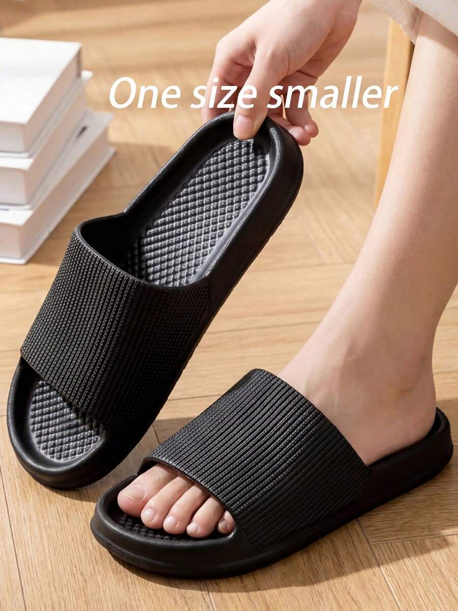 New High-Quality Lightweight & Comfortable Couple's Thick-Soled Casual Outdoor Lightweight Holiday Beach Slippers, Fashionable Minimalist Vertical Striped Sandals, Indoor/Outdoor Bathroom Unisex Relaxed Home, Shower, Leisure, Beach Lightweight Holiday Shoes. (Size Runs Small, Recommend Ordering One Size Up)