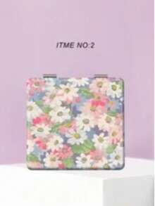 Vintage Floral Print Portable Makeup Mirror, French Countryside Style Botanical Pattern PU Leather Travel Cosmetic Mirror, Bridesmaid Gift, Bridal Shower Party Favor, Women's Pocket Mirror, Wedding Party, Birthday, Valentine's Day, Christmas, Anniversary Gift For Ladies, Girls, Brides - Multicolor - View 14
