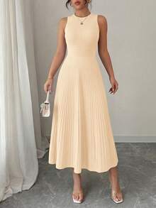PRETTYGARDEN Women's Summer Dresses Casual  Business Work Midi Sleeveless A Line Pleated Evening Elegant Dresses Cocktail Wedding Guest Graduation Dress Dresses For Women - 杏色 - 查看 5