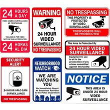 1 Peça, Placa de Metal de Sinalização de Vigilância de Vídeo 24 Horas (8"x12"/20cm*30cm), Placa de Lata Vintage Aviso e Proibido Entrada Clube Retro Bar Homem Caverna Placas Pôsteres de Arte Adesivos de Parede Decoração Automotiva e Doméstica - 6-12x8 polegadas - Visão 2