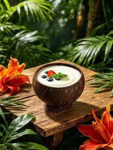 1pc Hawaii Theme Party Polished Coconut Cup, Reusable Coconut Shell Coconut Cup For Dessert, Ice Cream, Suitable For Wedding, Graduation Party, Summer Pool Party Decor - Polished Version - View 4