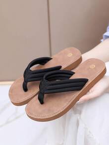 Dép xỏ ngón nữ, dép xăng đan mùa hè, đế màu nâu, quai đen. - màu đen - Xem 6