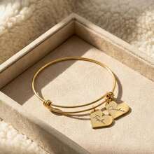 Bracelet jonc personnalisé avec multi-cœurs gravés, cadeau de bijoux pour la fête des mères, bracelet de charme avec nom de famille personnalisé pour maman, bijoux en acier inoxydable, cadeau personnalisé pour la fête des mères, bracelet jonc avec multi-cœurs gravés, bracelet en acier inoxydable réglable pour maman, Mimi, Nana, 1-5 noms personnalisables - Doré - Voir 10