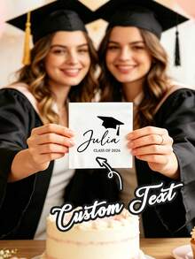 Personalized Luxury Graduation Tissue Paper - Can Be Customized With Name And Graduation Year. Elegant Handwritten Or Classic Square Font, Paired With Graduation Cap And Diploma Graphic, High-Definition Printing On Premium Paper. - Multicolor - View 5