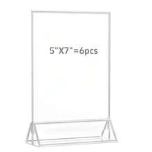 Bộ 3 khung ảnh acrylic màu bạc kèm chân đế hình chữ T hai mặt màu vàng, kích thước 4"x6" (10x15cm), dùng để đựng thực đơn, số bàn cưới, khung ảnh gia đình, trưng bày sự kiện. - T-Bạc - Xem 16