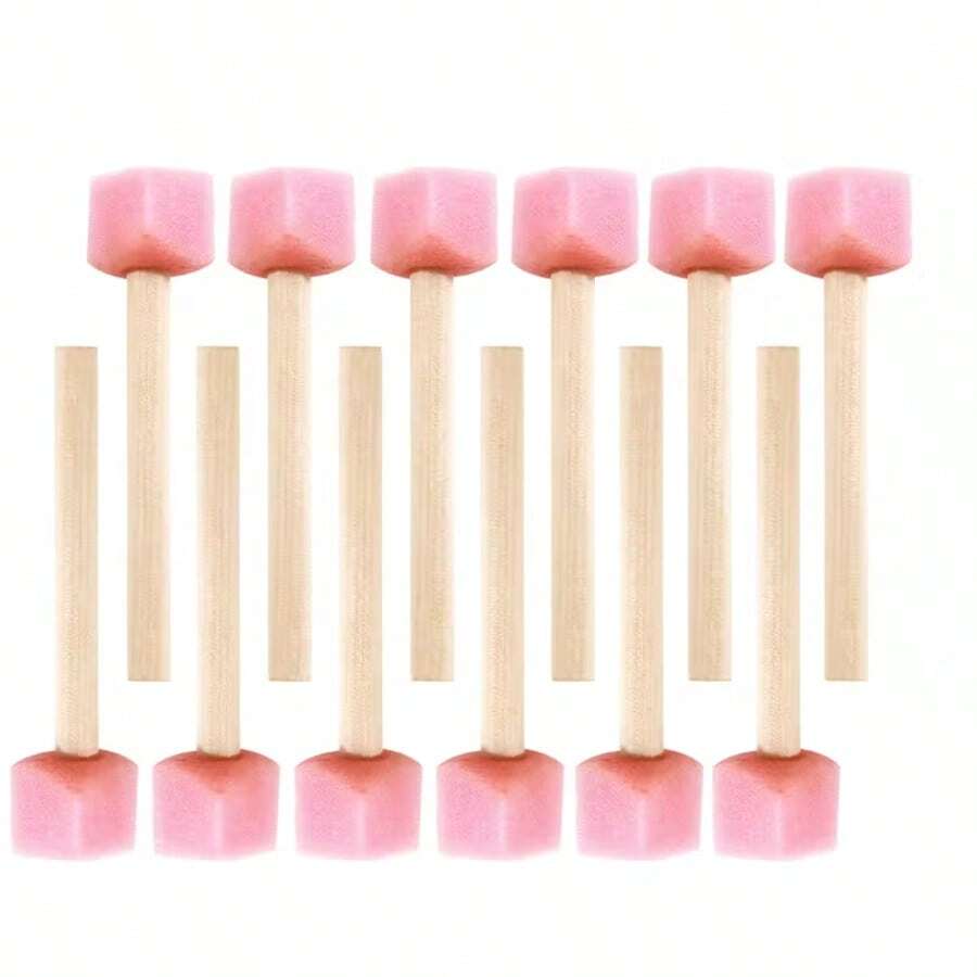 12 Peças Pincéis de Esponja em Forma de Coração na Cor Rosa, Adequados para Criação Artística e Projetos de Pintura, Podem Ser Usados para Grafite e Pintura, Borracha Durável - Multicolorido - Visão 1