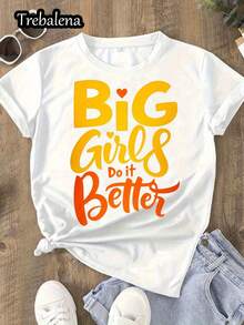 Big Do Good Inspirational Quote Crew Neck T-Shirt, Women's Plus Size Bold Graphic Tee, Women's Summer Casual Wear, Regular Length, Pullover Design, Fabric, Relaxed Fit Top, Everyday Tee, Graphic Print T-Shirt, Tee-X. - White - View 6