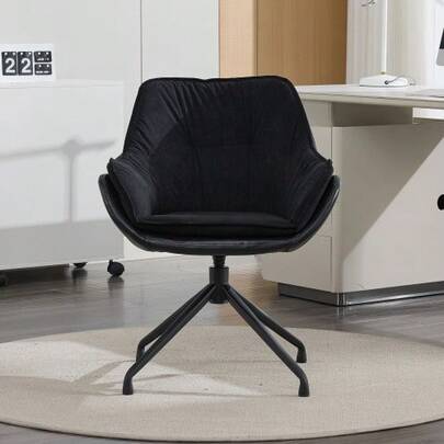 Household Office Chair, Faux Leather Armchair, Low-Seat Vanity Chair – Ideal For Living Room & Bedroom