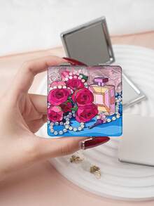 1pc Y2K Fashion Portable Folding Makeup Mirror, Lightweight Compact PU Leather, Suitable For Travel, Party, Work, School, All Ages - Multicolor - View 9
