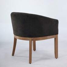 Mid-Century Modern Upholstered Dining Chairs With Arms, Rustic Linen Kitchen And Dining Chairs With Natural Wood Frame, 48cm Wide Side Chairs, Single Pack, Charcoal Grey, DE1891BK - 黑色 - 查看 8