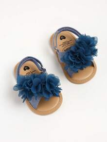 Sandalias blancas elegantes para exteriores para bebés niñas, zapatos de verano para niños pequeños - Azul Marino - Ver 6