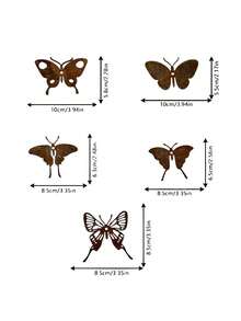 Vintage Rustic Iron Butterfly Decor Set - Distressed Metal Wall Art Suitable For Indoor Holiday Home Decoration - Multicolor - View 3