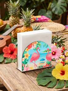 1個夏威夷火烈鳥圖案面紙盒，火烈鳥派對用品，夏威夷風桌面裝飾，生日裝飾，夏威夷露營派對裝飾，桌上中心裝飾，夏威夷熱帶花卉設計，婚禮裝飾，夏威夷 Aloha 派對用品，嬰兒洗禮派對裝飾，夏季海灘派對小禮品，桌面裝飾 - 夏威夷火烈鳥 - 查看 8