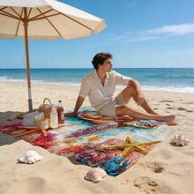 1 pieza Alfombra de playa con estampado de tortuga marina, alfombra de playa extra grande, ligera y duradera. Ideal para viajes, campamentos y picnics. Tamaño extra grande para adultos. Muy adecuada para playas y aventuras al aire libre Esterilla de picnic - estilo5 - Ver 2
