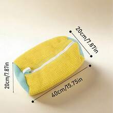 1/2 piezas Nueva bolsa de lavado de zapatos con cremallera YKK, bolsa de lavandería cilíndrica de algodón y poliéster, protección de zapatos contra la deformación durante el lavado - Amarillo - Ver 10