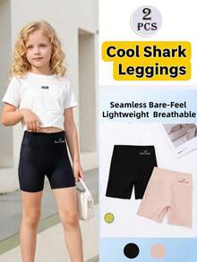 2pcs Girls' Safety Shorts, Girls' Sports Style Leggings, Anti-Exposure, Children's Shorts, Girls' Leggings, Toddler Leggings, Suitable For Daily Wear Or Sports - Multicolor - View 1