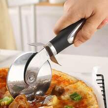 Classic Pizza Wheel With Sharp Blade For Cutting Through Crusts, Pies And More, Built In Finger Guard For Safety And Comfort Grip To Protect Fingers, Pizza Cutter, Kitchen Essentials, Kitchen Gadgets, 9-Inch, Black - View 5