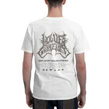 Men's 180g Heavyweight Cotton Crew Neck T-Shirt, Gothic "WOLVES FOREVER" Sheer Loyalty Print, DARCSPORT Inspired Streetwear Gym Tee - 白色 - 查看 7