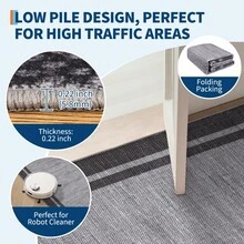 Home Decor Bordered Living Room Area Rug Soft Printed Thin Floorcover Non Slip Low Pile Entrance Runner Rug Stain Resistant Washable Mat Throw Rug Non Shedding Easy To Clean Carpet For Bedroom Dinning Room Kitchen Laundry Hallway Bathroom - Black Grey - View 5