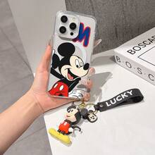 This Disney Mickey Mouse Pattern Lanyard Phone Case Features A Strong Magnetic Closure And Full Coverage Of Acrylic And TPU Material. It's Shockproof, Lightweight, And Suitable For IPhone17/16/11/13/15/15 Plus/15 Pro/15 Pro Max/12/14 Pro Max/11 Pro Max/12 Pro/12 Pro Max/13. It's A Popular Birthday Gift, Business Gift, Durable, Stain-Resistant, And Fingerprint-Resistant New Phone Case For Men And Women. It Also Includes A Mickey Mouse Phone Case And Mickey Mouse Doll Bracelet. Compatible With SamsungGalaxy S20, S21, S22, S23, And S24 Series. It's The Perfect Gift For Friends And Family. This Stylish Phone Case Is Fun, Lightweight, And Durable. IPhone17 Pro Max Phone Case, Minnie Phone Case. - Clear - View 1