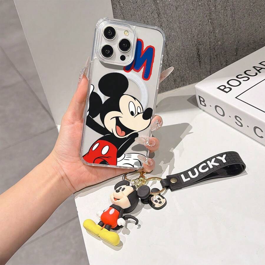This Disney Mickey Mouse Pattern Lanyard Phone Case Features A Strong Magnetic Closure And Full Coverage Of Acrylic And TPU Material. It's Shockproof, Lightweight, And Suitable For IPhone17/16/11/13/15/15 Plus/15 Pro/15 Pro Max/12/14 Pro Max/11 Pro Max/12 Pro/12 Pro Max/13. It's A Popular Birthday Gift, Business Gift, Durable, Stain-Resistant, And Fingerprint-Resistant New Phone Case For Men And Women. It Also Includes A Mickey Mouse Phone Case And Mickey Mouse Doll Bracelet. Compatible With SamsungGalaxy S20, S21, S22, S23, And S24 Series. It's The Perfect Gift For Friends And Family. This Stylish Phone Case Is Fun, Lightweight, And Durable. IPhone17 Pro Max Phone Case, Minnie Phone Case. - Clear - View 1