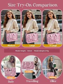 2026hot SeIIing  Canvas Tote Bag For Women With Zipper Closure & Individual Compartments For Work College For Teacher & Nurse - Rose Heart - View 8