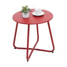 Mesa auxiliar para patio mesa auxiliar redonda de metal resistente a la intemperie portátil mesa auxiliar para jardín balcón patio rojo - rojo - Ver 9