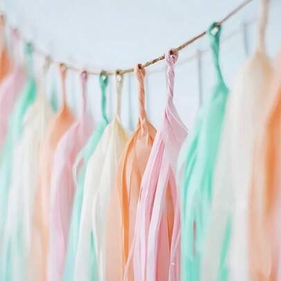 20 PIEZAS Kit de guirnalda de borlas de papel de seda Cortado previamente Serpentinas de papel de seda para decoración de fiestas DIY, telón de fondo de cumpleaños, baby shower, boda, decoraciones navideñas - Colores brillantes para mezclar y combinar