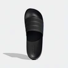 Adidas 男女皆宜的休闲舒适条纹拖鞋，适合春夏穿着 - 黑 - 查看 3