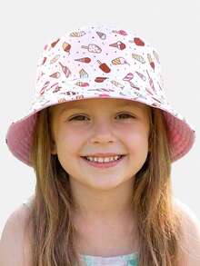 1pc Kids Cartoon Bucket Hat, Reversible Outdoor Travel Sun Hat, Suitable For Daily Use - Multicolor - View 5