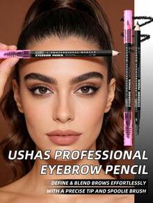 USHAS 2-In-1 Professional Eyebrow Pencil & Spiral Brow Brush, Waterproof & Sweat-Proof, Long-Lasting, Precise Shaping, Fine Powder Texture, Beginner-Friendly, Essential For Daily Makeup - #03 Medium Brown - View 2