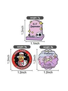 1set Take That Depression Mental Health Enamel Pins ADHD Awareness R.I.P Depression Brooches Lapel Badge Jewelry For Bag Accersories,Bag Charms For Friends Gifts - Multicolor - View 10