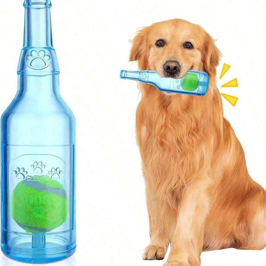 Durable Water Bottle Shaped Dog Toy With Clicking Sound, Suitable For Small To Medium Dogs, Interactive Toy To Exercise And Entertain Pets - Multicolor - View 1