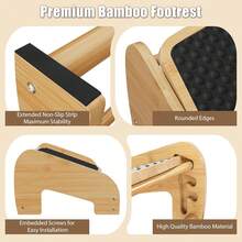 Upgraded Ergonomic Bamboo Under Desk Foot Rest With 3-Position Adjustable Height & 24 °   Tilt Pebble Massage Surface High-Density Posture Support Stool For Office & Home - 1 - View 7