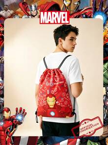 Marvel 1个漫威官方授权钢铁侠图案抽绳背包，运动健身包，大容量购物袋，轻便收纳袋，非常适合男孩/学生，是旅行、运动、海滩、度假、日常使用、郊游、购物、返校的理想之选。 - 彩色 - 查看 9