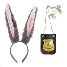 Grey Rabbit Ears Judy Police Badge, Police Costume Set, Suitable For Adult Costume Role Play Holiday Occasion Props,Party - Multicolor - View 5