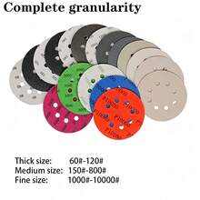 10/24pcs 5-Inch 8-Hole 240-10000 Grit Wet/Dry Sanding Discs, Silicone Carbide Hook & Loop Sanding Pads Suitable For Track Sander - 5 Inch 8 Hole Sandpaper - View 2