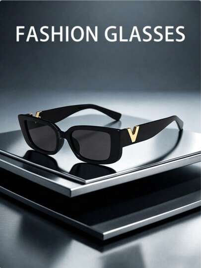 2025 New V-Shaped Fashion Small Frame Glasses, Rectangular Hiphop Style