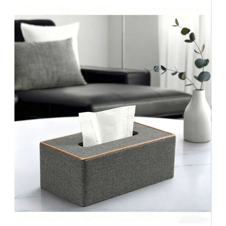 Chất liệu và kiểu dáng cao cấp, miệng hộp rộng, chống thấm nước, màu xám, phù hợp để trên bàn cà phê phòng khách, bàn trang điểm phòng ngủ và bàn làm việc văn phòng.