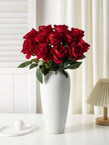 1 pièce/5 pièces/10 pièces Fleurs de roses rouges en velours artificielles de 50 cm, fleurs artificielles pour décoration intérieure et extérieure, décoration d'Halloween, mariage, fête, décoration de la maison, remplissage de vase, cadeau d'anniversaire, faveur de mariage, centre de table de mariage, décoration de table, floral, rose, bouquet, fleur artificielle, fleur synthétique, décoration de mariage, décoration intérieure, décoration de chambre, cadeau de remise des diplômes - Gros rouge - Voir 8