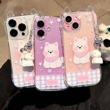 Star, Puppy, Waist Cat Ear Protective Case Compatible With Iphone 16 Pro Max, 14/15 Plus, New 14 Pro, 13/12 Soft Silicone Transparent Phone Case For Women - Multicolored Puppy - View 5